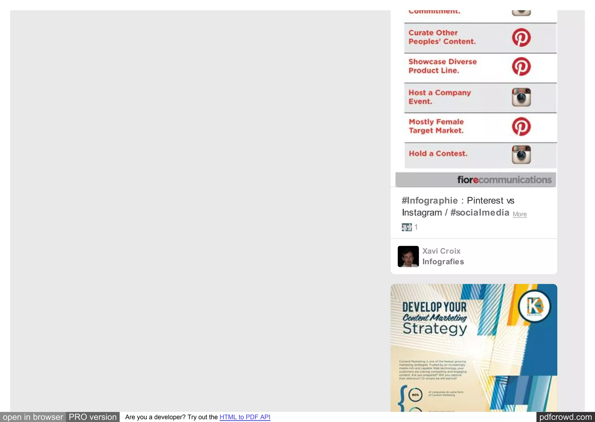 pdfcrowd.comopen in browser PRO version Are you a developer? Try out the HTML to PDF API
#Infographie : Pinterest vs
Instagram / #socialmedia More
1
Xavi Croix
Infografies
 