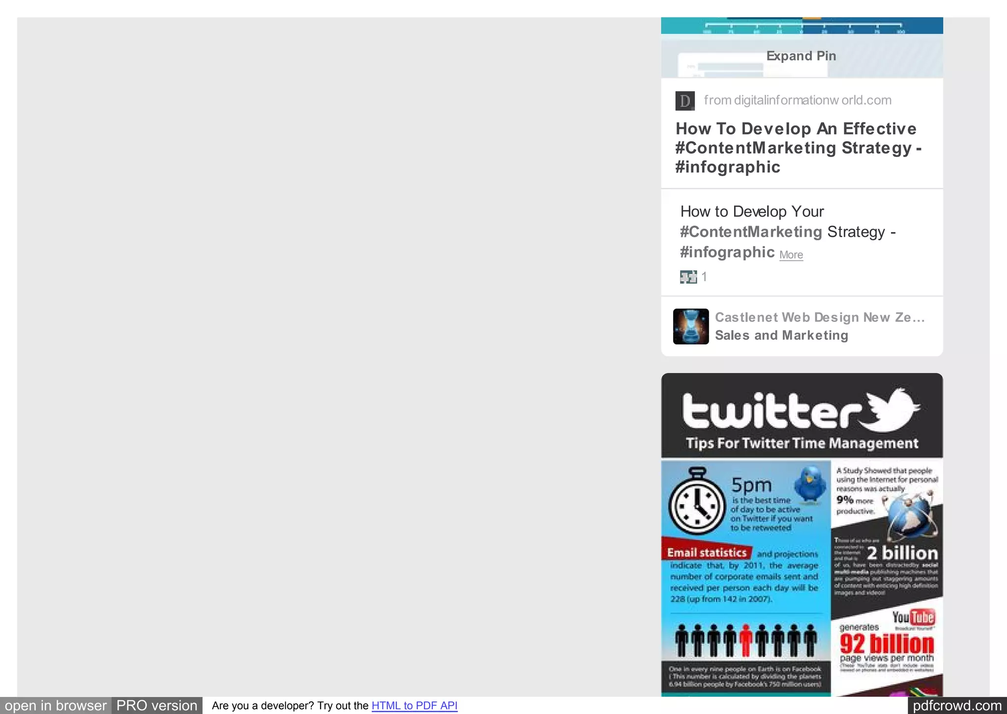 pdfcrowd.comopen in browser PRO version Are you a developer? Try out the HTML to PDF API
from digitalinformationw orld.com
How To Develop An Effective
#ContentMarketing Strategy -
#infographic
How to Develop Your
#ContentMarketing Strategy -
#infographic More
1
Castlenet Web Design New Ze…
Sales and Marketing
Expand Pin
how-
 
