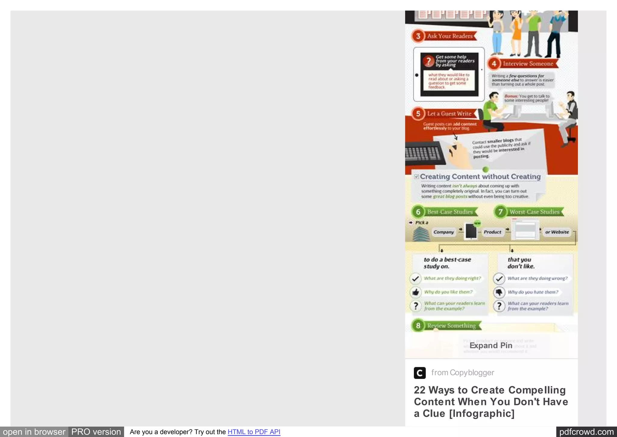 pdfcrowd.comopen in browser PRO version Are you a developer? Try out the HTML to PDF API
[#So
Scie
from Copyblogger
22 Ways to Create Compelling
Content When You Don't Have
a Clue [Infographic]
Expand Pin
 