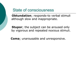 Obtunded Example The title is care of unconscious patient in nursing | PPT
