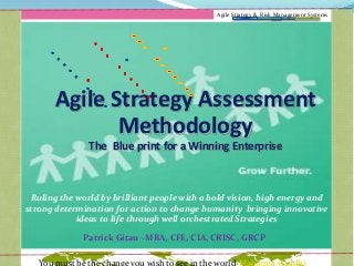 Agile Strategy & Risk Management Systems

Agile Strategy Assessment
Methodology
The Blue print for a Winning Enterprise

Ruling the world by brilliant people with a bold vision, high energy and
strong determination for action to change humanity bringing innovative
ideas to life through well orchestrated Strategies
Patrick Gitau –MBA, CFE, CIA, CRISC, GRCP
You must be the change you wish to see in the world-Mahatma Gandhi

 