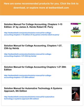 Test Bank for College Accounting, Chapters 1-27, 23rd Edition James A ...
