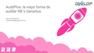 AuditPlus: la mejor forma de
auditar KB´s GeneXus
Agustín Napoleone
anapoleone@dvelop.com.uy
 
