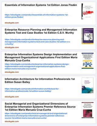 Enterprise architecture and new generation information systems 1st ...