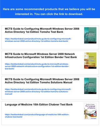 MCITP Guide to MicrosoftR Windows Server 2008 1st Edition Palmer Test ...