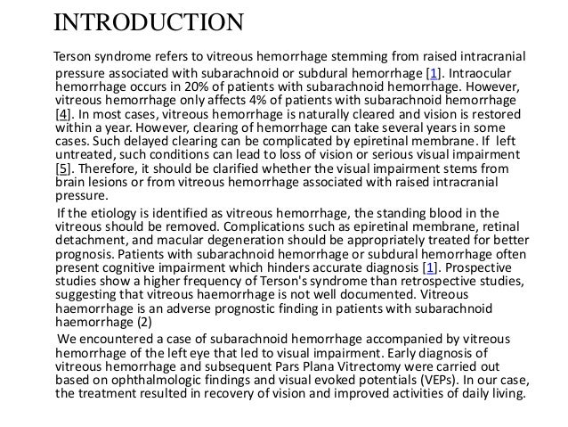 Ophthalmology 2 INTRODUCTION Terson Syndrome Ophthalmology 2 INTRODUCTION Terson Syndrome