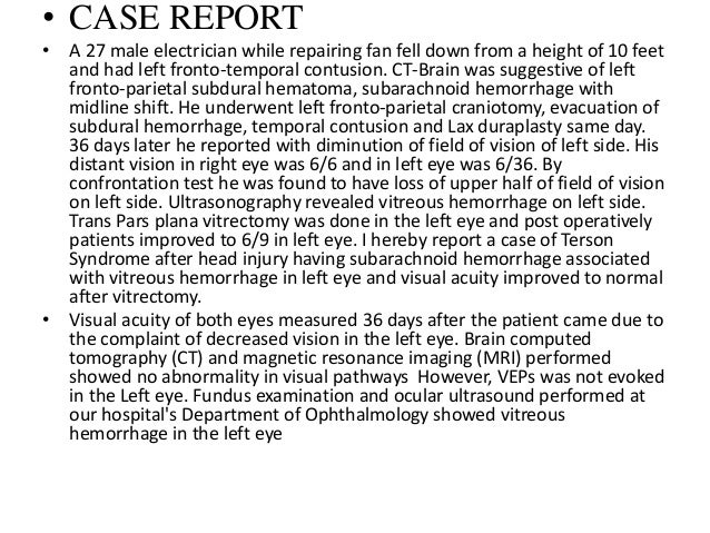 A Rare Case Of Terson Syndrome With Subarachnoid Hemorrhage A Rare Case Of Terson Syndrome With Subarachnoid Hemorrhage