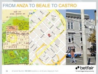 FROM ANZA TO BEALE TO CASTRO
UE Summit. May 2012. THE HOW Consistency is…not the same. Designing for Touch.16
 