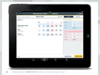 UE Summit. May 2012. THE WHAT & WHY Consistency is…not the same. Designing for Touch.18
 