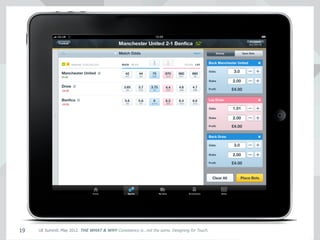 UE Summit. May 2012. THE WHAT & WHY Consistency is…not the same. Designing for Touch.19
 