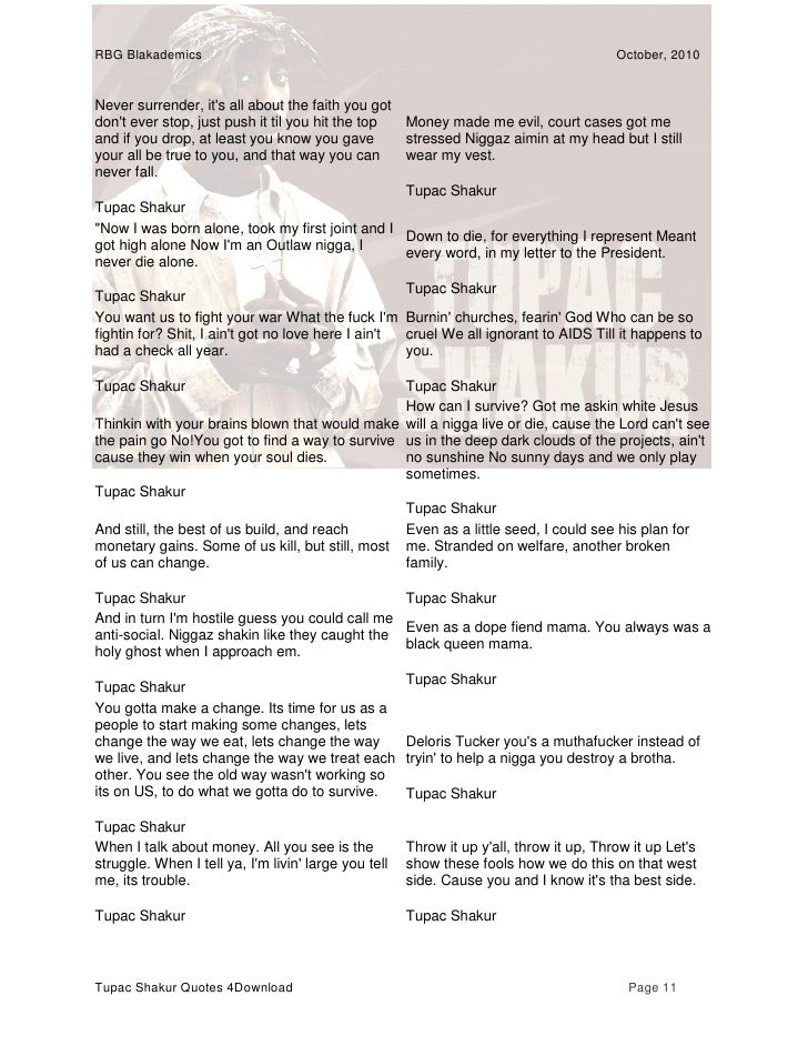 Tupac Shakur Quotes 4Download: The Life, The Legend, The Struggle