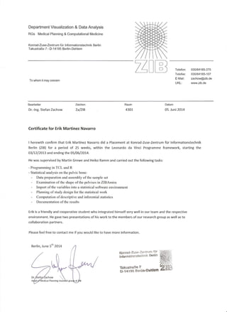Certificate internship at ZIB - German courses