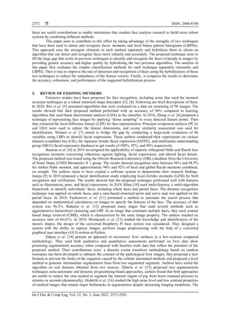 Technique for recognizing faces using a hybrid of moments and a local ...