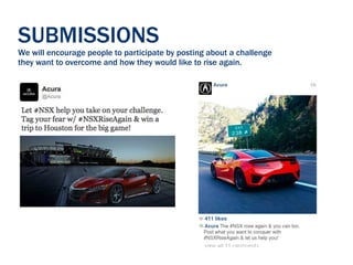 SUBMISSIONS
We will encourage people to participate by posting about a challenge
they want to overcome and how they would like to rise again.
 