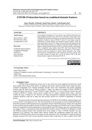 COVID-19 detection based on combined domain features | PDF