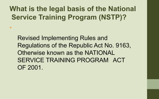 National Service Training Program Orientation | PPTX