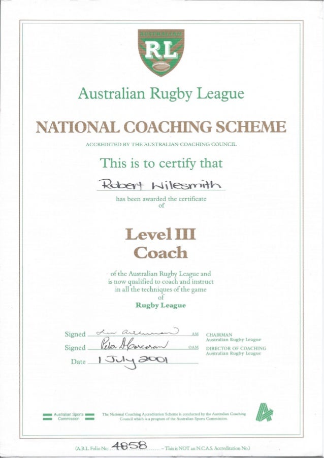 Level 3 Rugby League Coach Cert