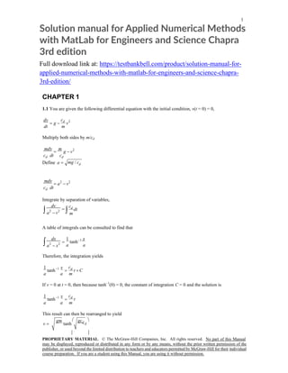 Solution manual for Applied Numerical Methods with MatLab for Engineers ...