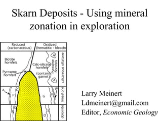 Skarn Deposits - Using mineral
zonation in exploration
Larry Meinert
Ldmeinert@gmail.com
Editor, Economic Geology
 