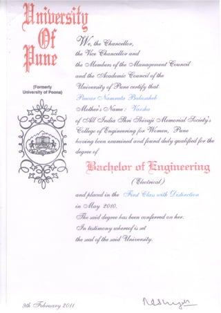 BE Certificate