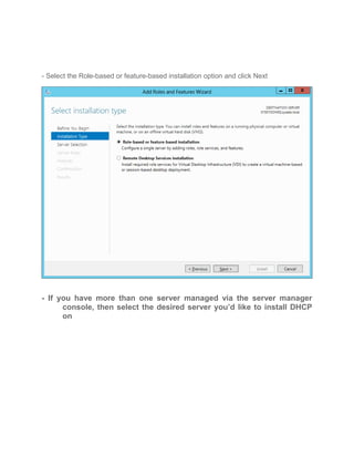 Install and Configure DHCP role on Windows Server 2012 | PDF | Computer ...