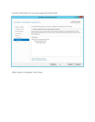 Install and Configure DHCP role on Windows Server 2012 | PDF
