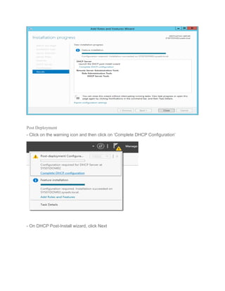 Install and Configure DHCP role on Windows Server 2012 | PDF