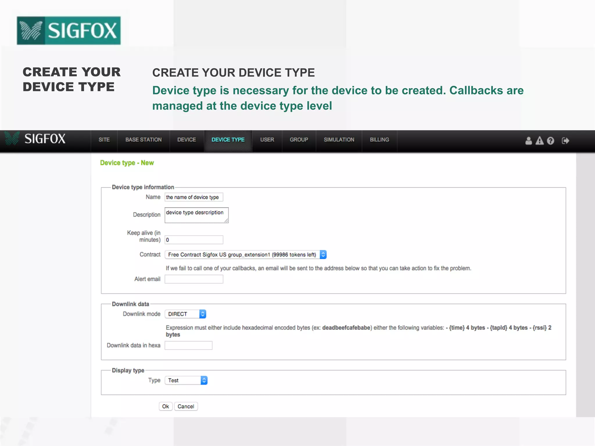 CREATE YOUR
DEVICE TYPE
CREATE YOUR DEVICE TYPE
Device type is necessary for the device to be created. Callbacks are
managed at the device type level
 