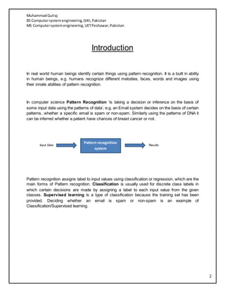 introduction to pattern recognition | pdf Images High... Pattern Recognition #1 - Gulraj | DOCX