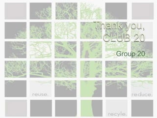 Retail Strategies Our main goal is not only to get consumers in our establishment, but to create awareness for the guests physical health and create environmental awareness.   We feel that our business will prosper because of the motivation for "going green" and recycling. 