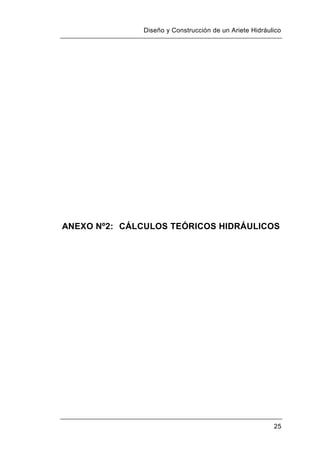 Diseño y Construcción de un Ariete Hidráulico
25
ANEXO Nº2: CÁLCULOS TEÓRICOS HIDRÁULICOS
 