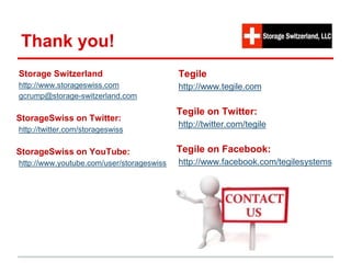 Thank you!
Storage Switzerland
http://www.storageswiss.com
gcrump@storage-switzerland.com
StorageSwiss on Twitter:
http://twitter.com/storageswiss
StorageSwiss on YouTube:
http://www.youtube.com/user/storageswiss
Tegile
http://www.tegile.com
Tegile on Twitter:
http://twitter.com/tegile
Tegile on Facebook:
http://www.facebook.com/tegilesystems
 