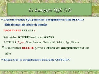Apprendre le Langage SQL support de cours ppt | PPT
