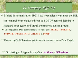 Apprendre le Langage SQL support de cours ppt | PPT