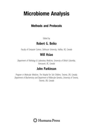 Microbiome Analysis Methods and Protocols Robert G. Beiko | PDF