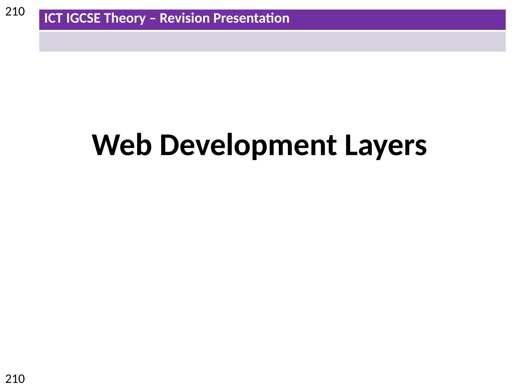 ICT IGCSE Theory – Revision Presentation
210
Web Development Layers
210
 