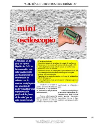“GALERÍA DE CIRCUITOS ELECTRÓNICOS”
Guía de Proyectos Microcontrolados
Última Actualización: Octubre/2007
189
 