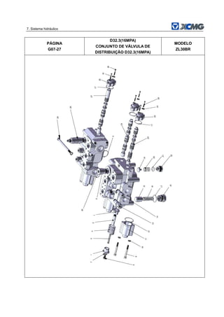7. Sistema hidráulico
PÁGINA
G07-27
D32.3(16MPA)
CONJUNTO DE VÁLVULA DE
DISTRIBUIÇÃO D32.3(16MPA)
MODELO
ZL30BR
 