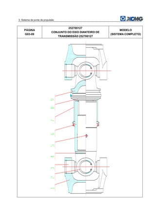 3. Sistema de ponte de propulsão
PÁGINA
G03-09
252700127
CONJUNTO DO EIXO DIANTEIRO DE
TRANSMISSÃO 252700127
MODELO
(SISTEMA COMPLETO)
 