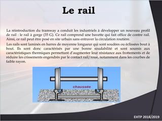 La réintroduction du tramway a conduit les industriels à développer un nouveau profil
de rail : le rail à gorge (35 G). Ce...