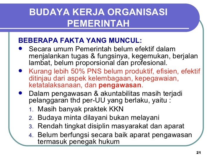 Budaya Kerja Organisasi Pemerintah
