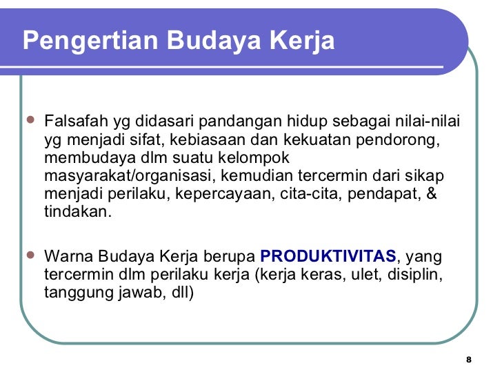 Budaya Kerja Organisasi Pemerintah