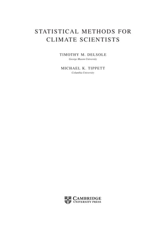 Statistical Methods for Climate Scientists Timothy Delsole | PDF