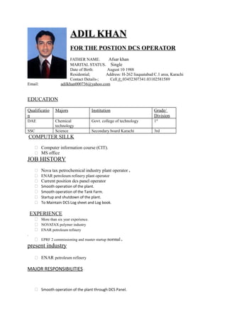 adil khan cv | RTF