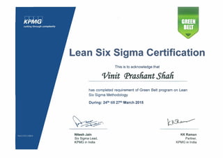 Six Sigma Green Belt Certificate