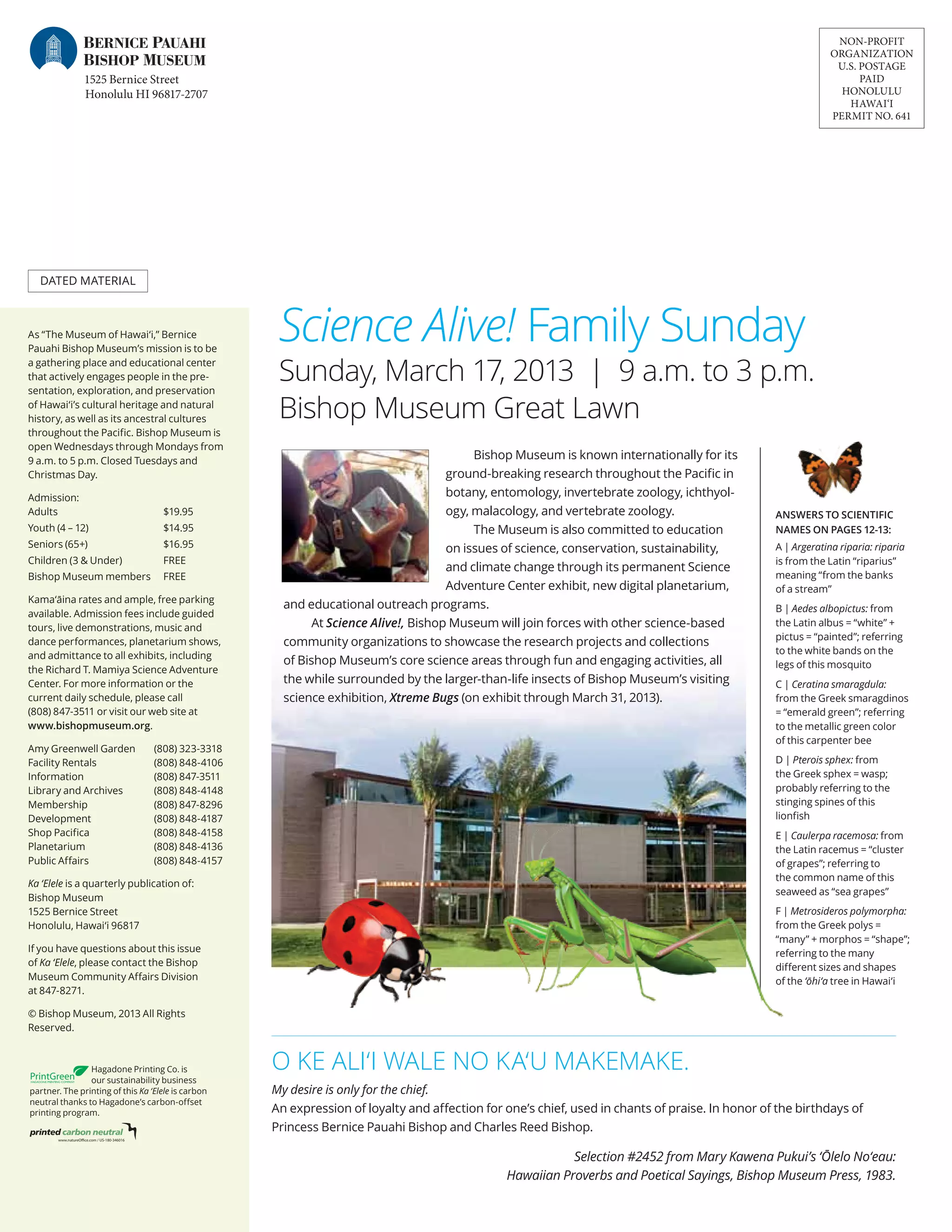 Bishop Museum Ka Elele Winter13 | PDF | Museums & Galleries | Attractions