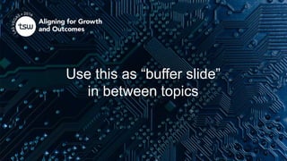 Use this as “buffer slide”
in between topics
 