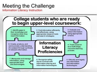 Meeting the Challenge Information Literacy Instruction   