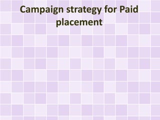 Campaign strategy for Paid
       placement
 