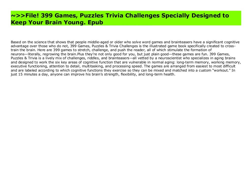 File 399 Games Puzzles Trivia Challenges Specially Designed To
